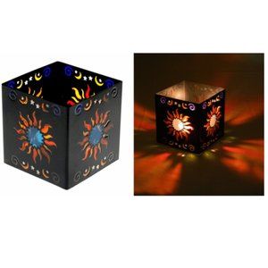 Black Sun Tealight Candle Holder - 3" Square